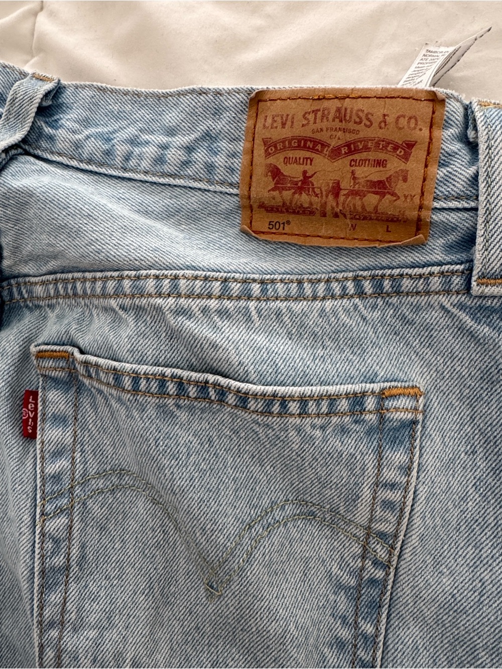 Levi's Light Blue Distressed Straight Leg Jeans - Picture 4 of 6
